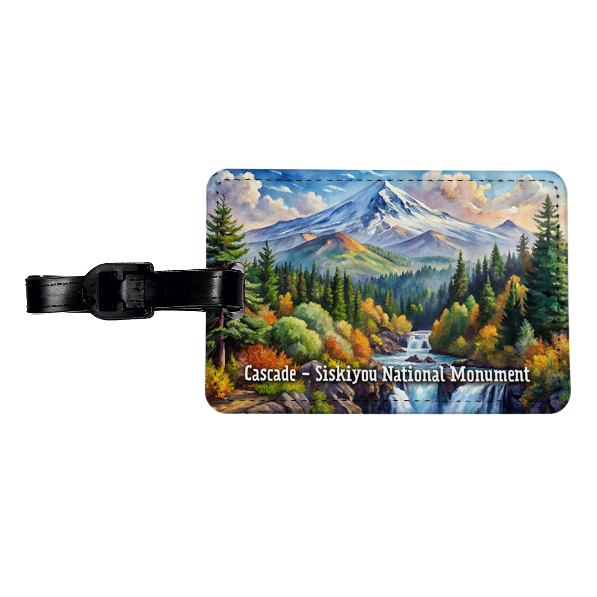 Cascade - Siskiyou National Monument California, Oregon Travel Faux Leather Luggage Tag