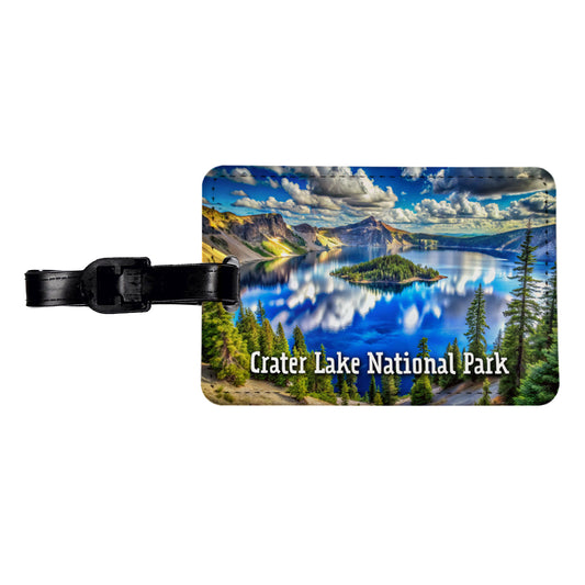 Crater Lake National Park Oregon Travel Faux Leather Luggage Tag