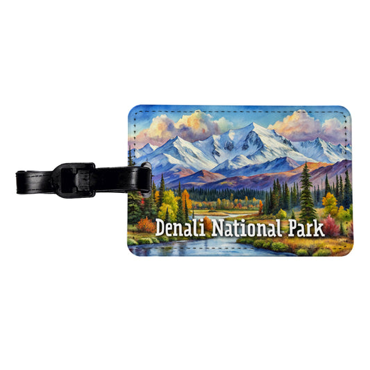 Denali National Park Alaska Travel Faux Leather Luggage Tag