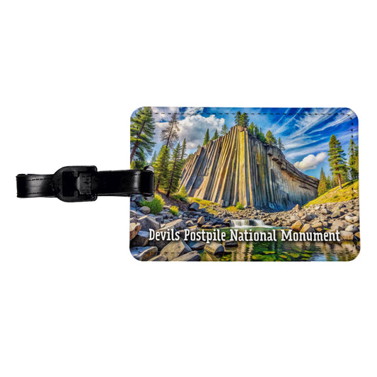 Devils Postpile National Monument California Travel Faux Leather Luggage Tag