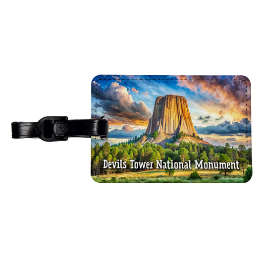 Devils Tower National Monument Wyoming Travel Faux Leather Luggage Tag