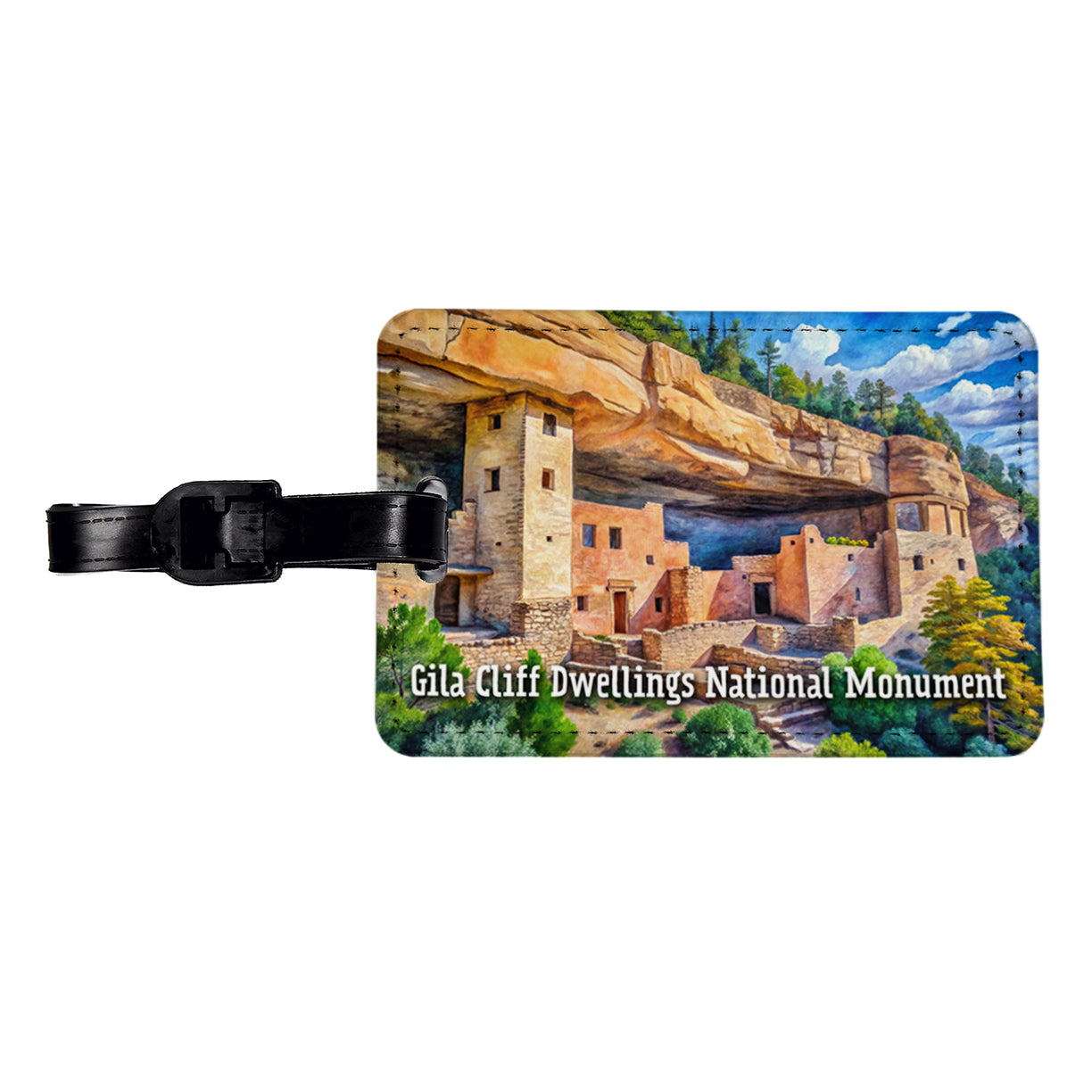 Gila Cliff Dwellings National Monument New Mexico Travel Faux Leather Luggage Tag