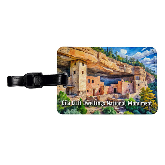 Gila Cliff Dwellings National Monument New Mexico Travel Faux Leather Luggage Tag