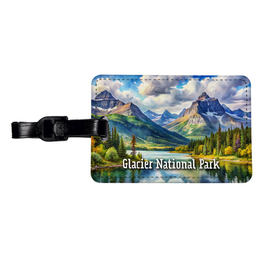 Glacier National Park Montana Travel Faux Leather Luggage Tag