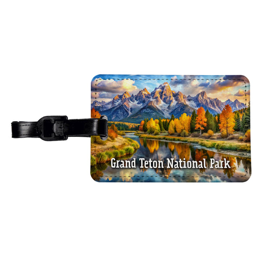 Grand Teton National Park Wyoming Travel Faux Leather Luggage Tag