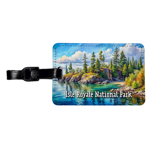 Isle Royale National Park Michigan Travel Faux Leather Luggage Tag