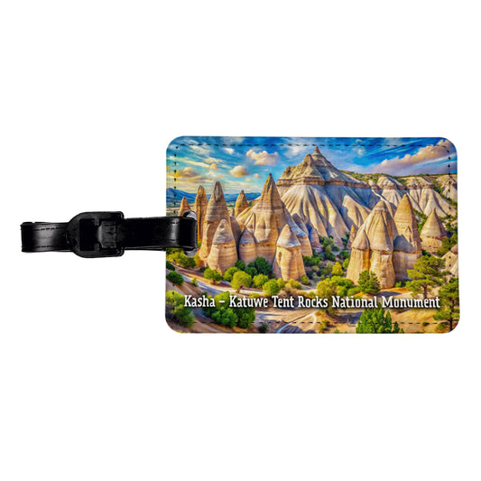 Kasha - Katuwe Tent Rocks National Monument New Mexico Travel Faux Leather Luggage Tag