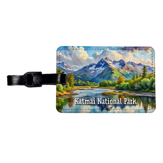 Katmai National Park Alaska Travel Faux Leather Luggage Tag