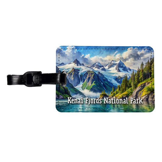 Kenai Fjords National Park Alaska Travel Faux Leather Luggage Tag