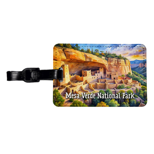 Mesa Verde National Park Colorado CO Travel Faux Leather Luggage Tag