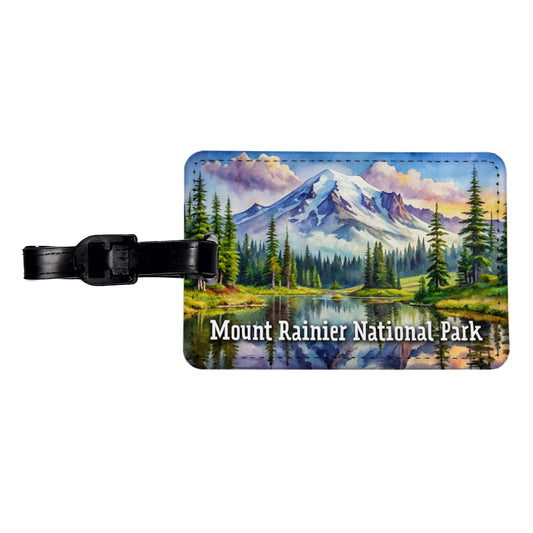 Mount Rainier National Park Washington Travel Faux Leather Luggage Tag