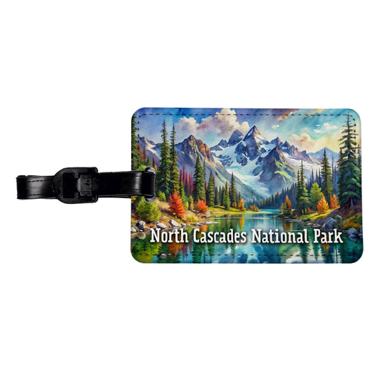 North Cascades National Park Washington Travel Faux Leather Luggage Tag