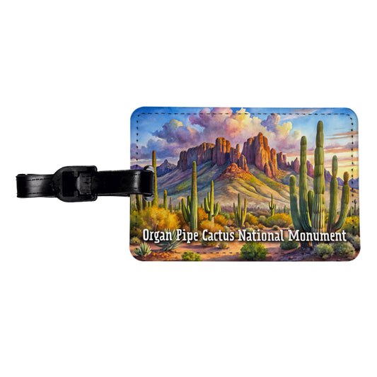 Organ Pipe Cactus National Monument Arizona Travel Faux Leather Luggage Tag