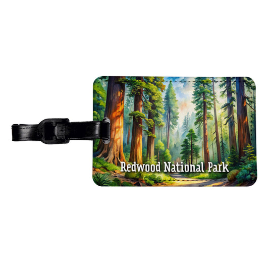 Redwood National Park California Travel Faux Leather Luggage Tag