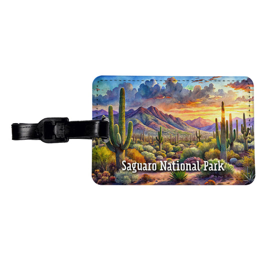 Saguaro National Park Arizona Travel Faux Leather Luggage Tag