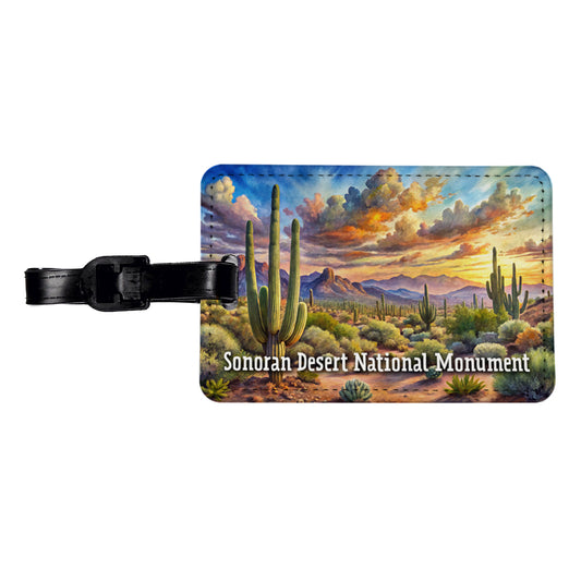 Sonoran Desert National Monument Arizona Travel Faux Leather Luggage Tag
