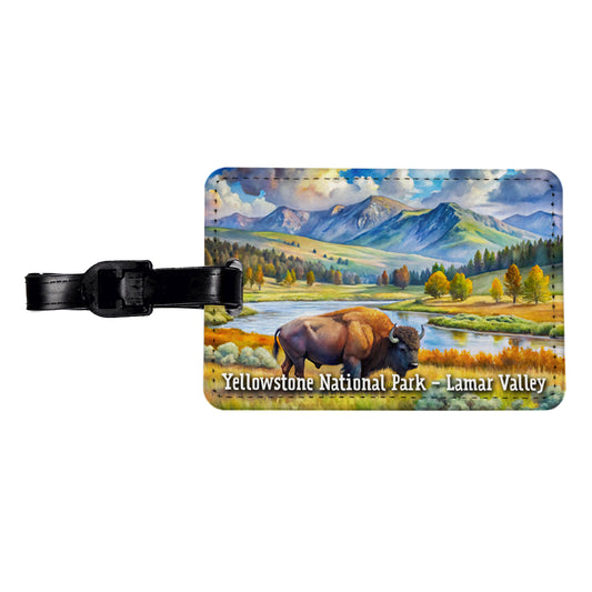 Yellowstone National Park Lamar Valley Travel Faux Leather Luggage Tag