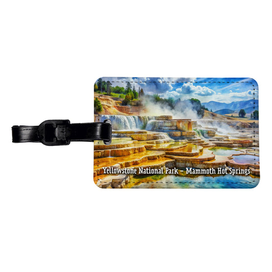 Yellowstone National Park Mammoth Hot Springs Travel Faux Leather Luggage Tag