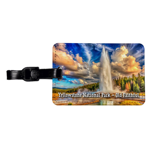 Yellowstone National Park Old Faithful Travel Faux Leather Luggage Tag
