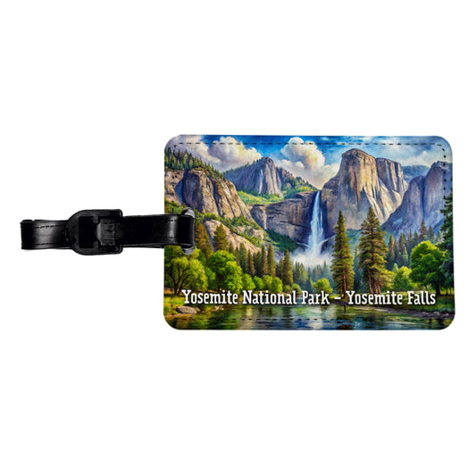 Yosemite National Park Yosemite Falls Travel Faux Leather Luggage Tag