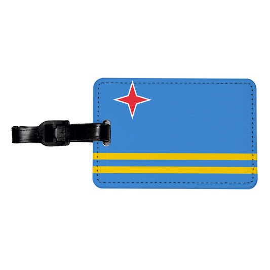 Aruba Country Flag Travel Faux Leather Luggage Tag