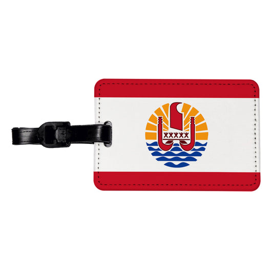 French Polynesia Country Flag Travel Faux Leather Luggage Tag