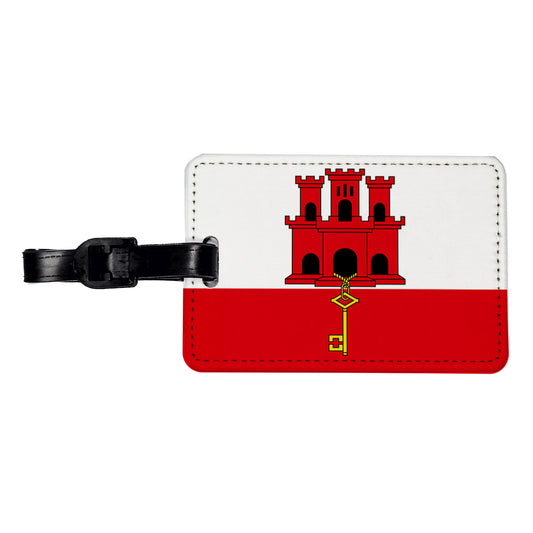 Gibraltar Country Flag Travel Faux Leather Luggage Tag