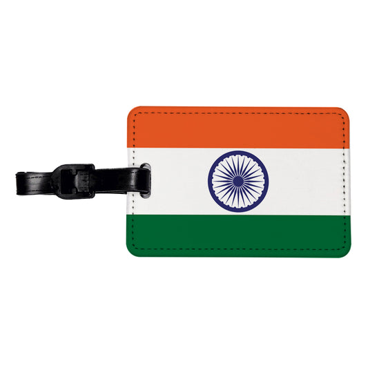 India Country Flag Travel Faux Leather Luggage Tag