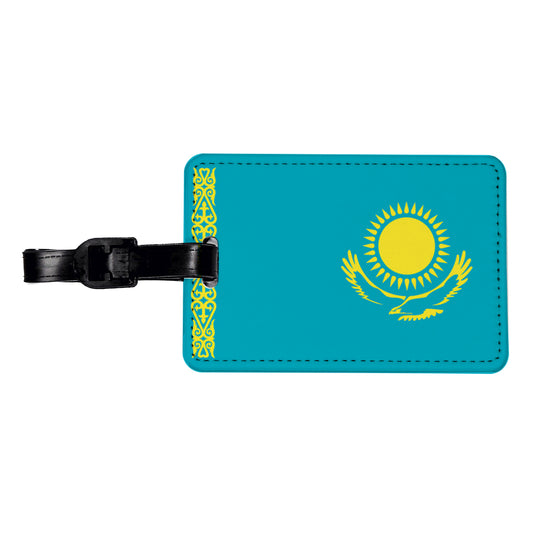 Kazakhstan Country Flag Travel Faux Leather Luggage Tag