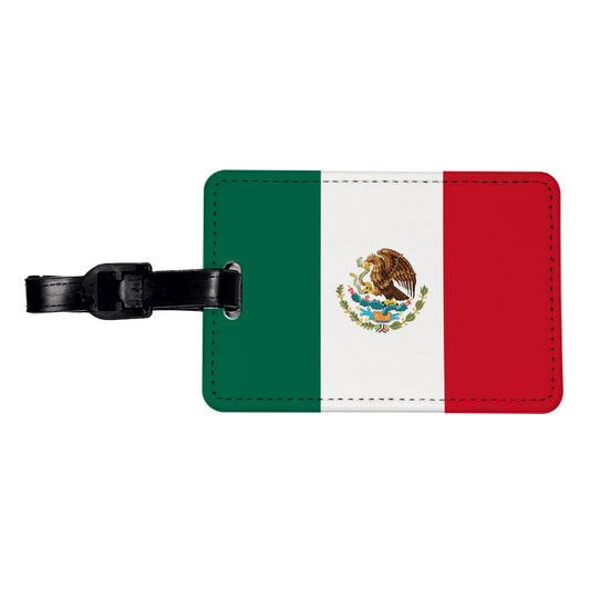 Mexico Country Flag Travel Faux Leather Luggage Tag