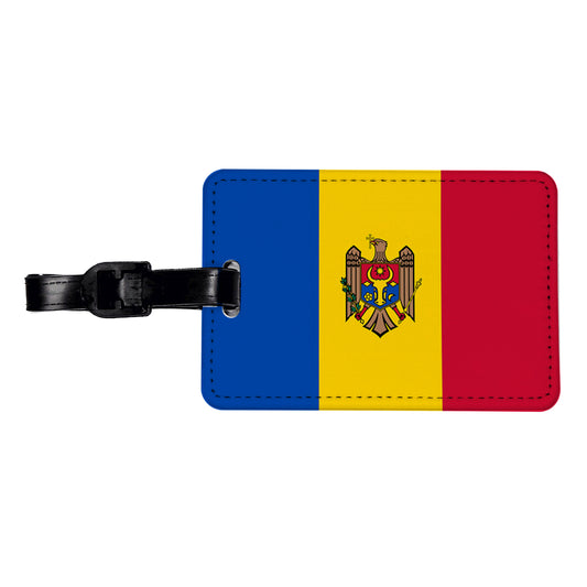 Moldova Country Flag Travel Faux Leather Luggage Tag