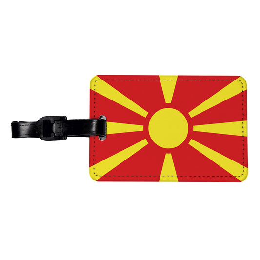 Republic of North Macedonia Country Flag Travel Faux Leather Luggage Tag