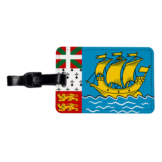 Saint Pierre and Miquelon Country Flag Travel Faux Leather Luggage Tag