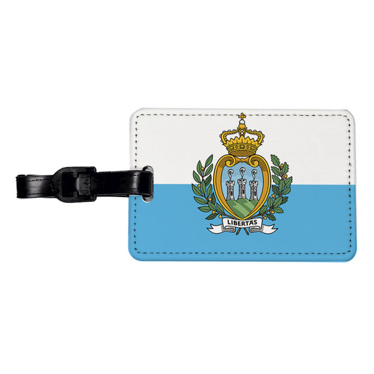 San Marino Country Flag Travel Faux Leather Luggage Tag