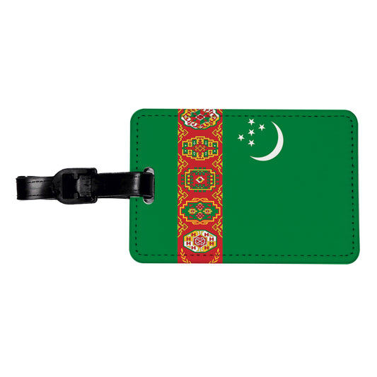 Turkmenistan Country Flag Travel Faux Leather Luggage Tag