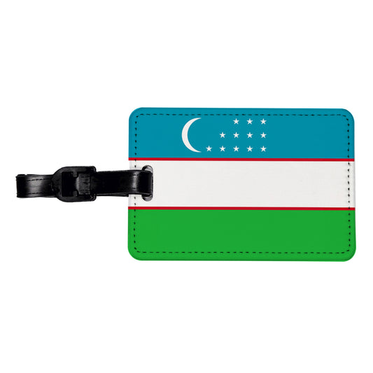Uzbekistan Country Flag Travel Faux Leather Luggage Tag