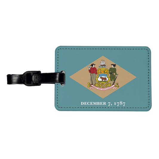 Delaware DE State Flag Travel Faux Leather Luggage Tag