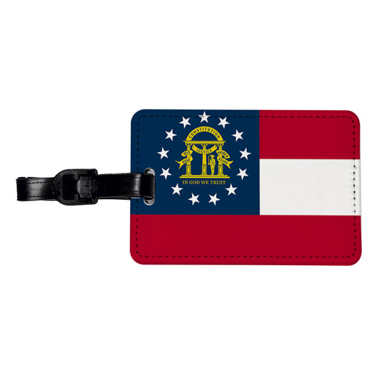 Georgia GA State Flag Travel Faux Leather Luggage Tag