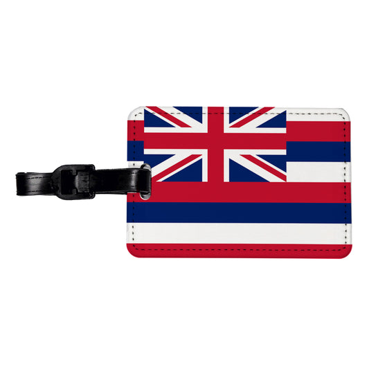 Hawaii HI State Flag Travel Faux Leather Luggage Tag