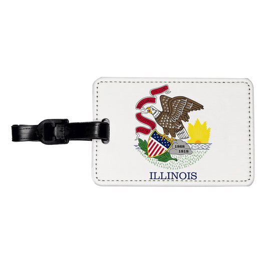 Illinois IL State Flag Travel Faux Leather Luggage Tag