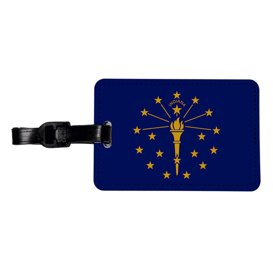 Indiana IN State Flag Travel Faux Leather Luggage Tag