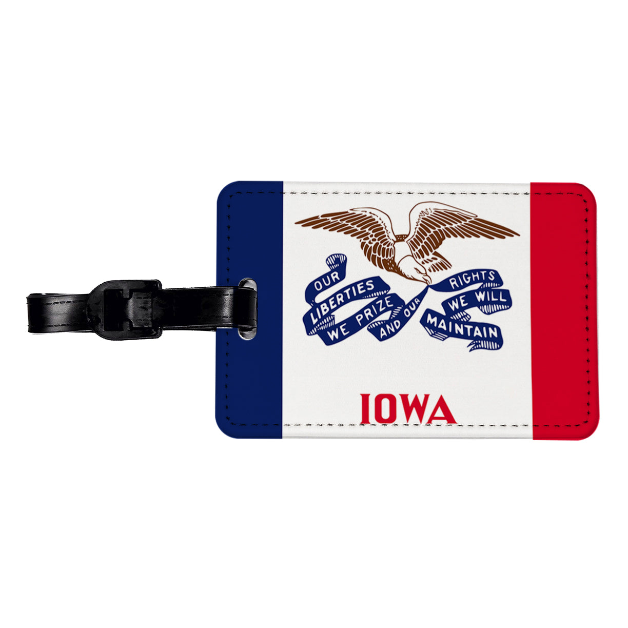 Iowa IA State Flag Travel Faux Leather Luggage Tag