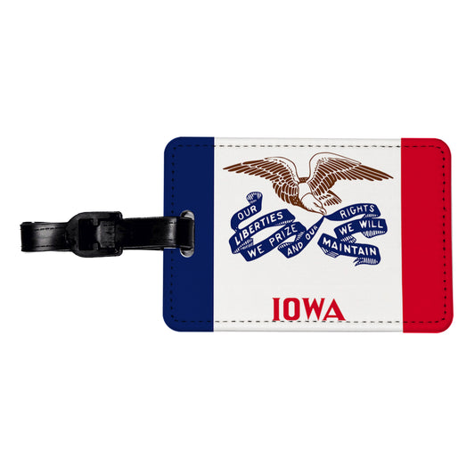 Iowa IA State Flag Travel Faux Leather Luggage Tag