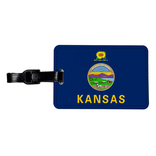 Kansas KS State Flag Travel Faux Leather Luggage Tag