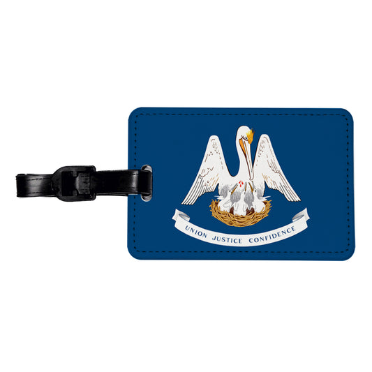 Louisiana LA State Flag Travel Faux Leather Luggage Tag