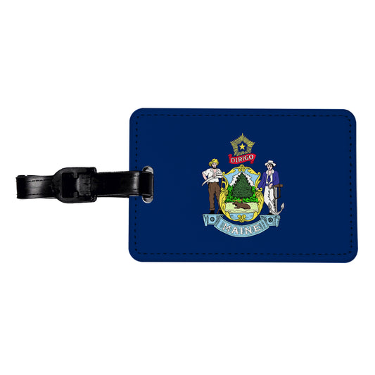 Maine ME State Flag Travel Faux Leather Luggage Tag