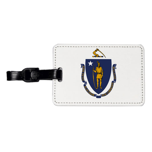 Massachusetts MA State Flag Travel Faux Leather Luggage Tag