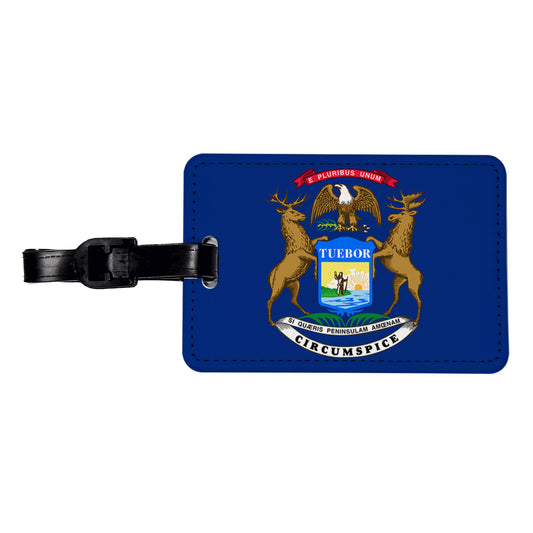 Michigan MI State Flag Travel Faux Leather Luggage Tag