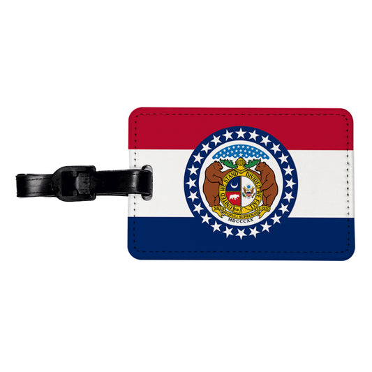 Missouri MO State Flag Travel Faux Leather Luggage Tag