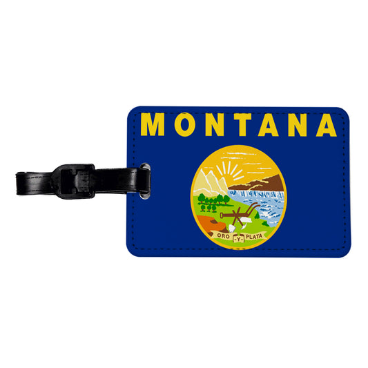 Montana MT State Flag Travel Faux Leather Luggage Tag